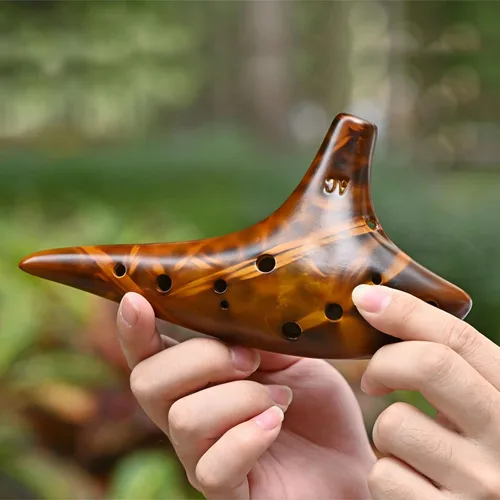 Vista 2 de Ocarina, 12 agujeros, Do Alto, ocarinas de cerámica con libro de canciones, bolsa con correa para el cuello, instrumento musical para adultos