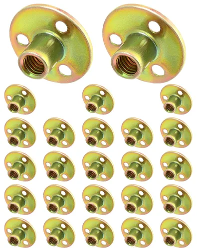 Vista 7 de QWORK Tuerca de placa de hierro de 3/8 "-16, juego de 25 piezas tuerca en T con base redonda de acero al carbono, tuercas en T de acero al carbono