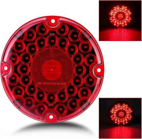 Vista 2 de LIMICAR Luces de remolque redondas de 7 pulgadas, 36 luces LED rojas de tránsito, kit de luces LED para remolque, luz trasera de freno y giro