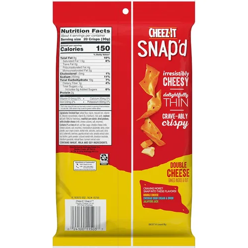Vista 5 de Cheez-It Snap'd - Pasabocas horneados de doble queso, bolsa de 3.6 onzas (paquete con 6 bolsas)