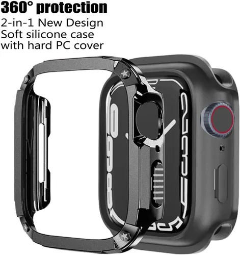 Vista 4 de BOTOMALL Parachoques de silicona suave con cubierta de policarbonato compatible con Apple Watch Case de 1.732 pulgadas, 1.772 pulgadas, Series 9, 8