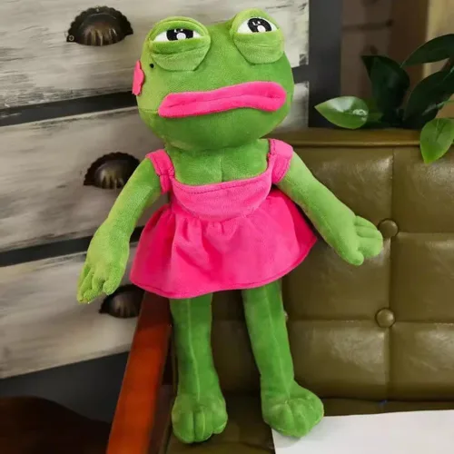 Vista 7 de Juguete de peluche de rana mágica y emotiva muñeca meme de rana, cristal de 17.7 pulgadas, ultra suave, lindo regalo para el hogar, juguete