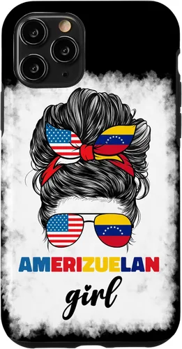 Vista 27 de iPhone 16 Half American And Venezuelan USA Venezuela Flag Girl Funda para mujer