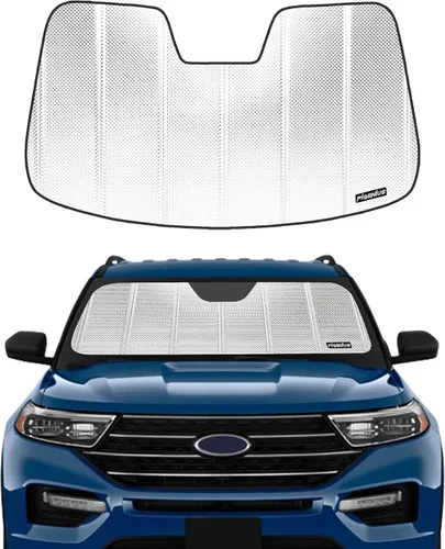 Vista 7 de Pigenius Parasol para parabrisas Ford Explorer 2016-2019, acabado plateado metálico