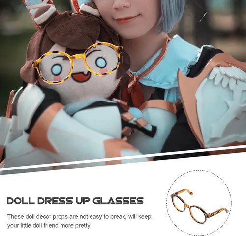 Vista 5 de Toyvian 2 piezas de suministros para muñecas para niños, gafas retro redondas transparentes