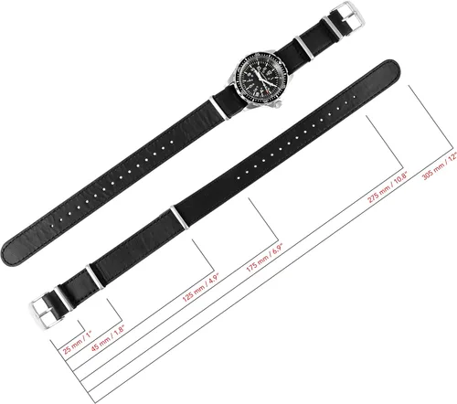 Vista 4 de Marathon - Correa para reloj de piel de alta calidad, acero inoxidable 316L, hebilla y hardware