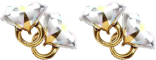 Vista 7 de 2 globos de aluminio con anillo de diamantes, suministros para bodas, despedidas de soltera, matrimonios, compromisos