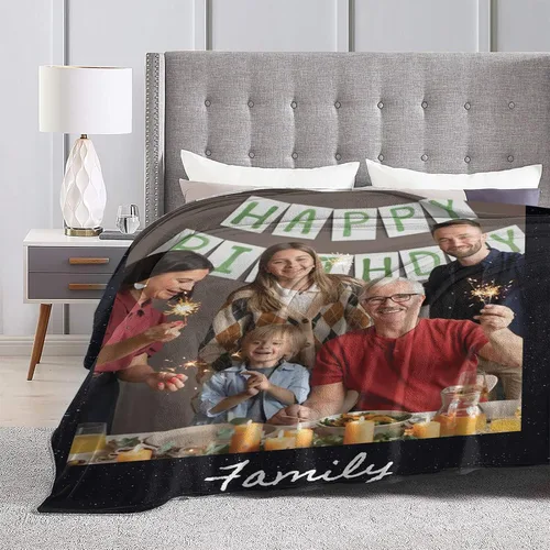 Vista 6 de Manta personalizada con collage de fotos, texto, mantas con imágenes personalizadas, regalos para cumpleaños, para madres, papás, manta de fotos