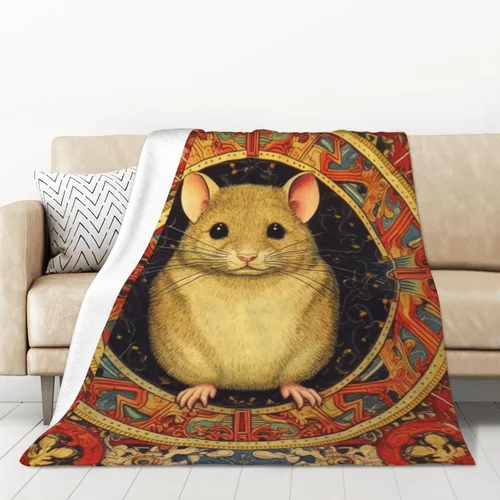 Vista 2 de Manta de forro polar con estampado digital de ratas, súper suave y cálida, 50 x 70 pulgadas, para sofá, acogedora, mullida