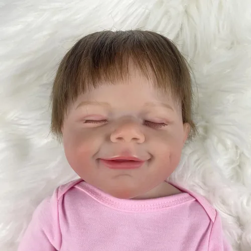 Vista 5 de Muñecas Reborn Baby Girl, 18 pulgadas realistas recién nacidas muñecas durmiendo con vinilo de silicona suave de cuerpo completo, muñecas de bebé