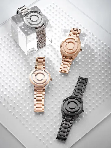 Vista 6 de EUTOUR Reloj de pulsera para hombre, magnético, minimalista, unisex, de acero inoxidable