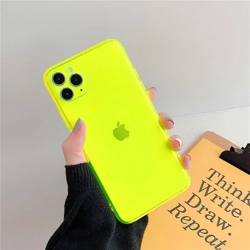 Vista 6 de Compatible con Funda iPhone 14 Pro, Funda Transparente Neón con Cubierta para Lente de Cámara Carcasa para Mujeres y Niñas Delgada Suave Silicona