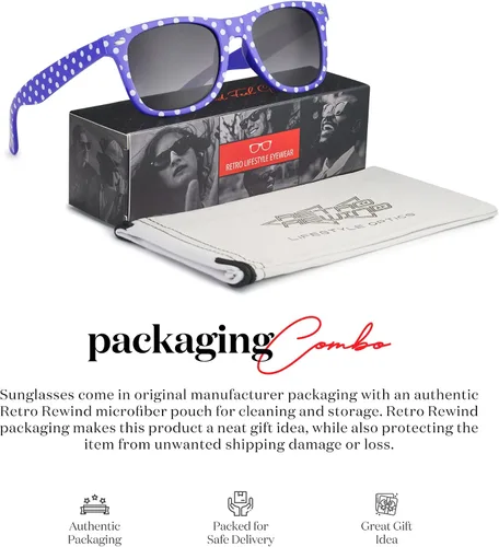 Vista 5 de Retro Rewind Gafas de sol vintage de lunares para mujer UV400