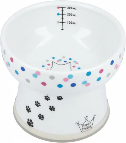 Vista 15 de NECOICHI - Cuenco elevado para agua para gatos, elevado, con líneas de medición, apto para lavavajillas y microondas (gato, extra alto) color blanco