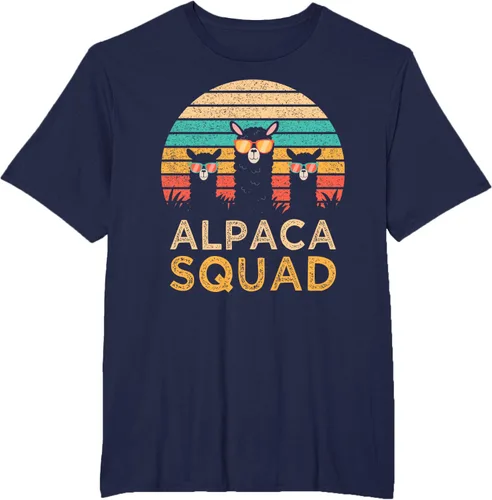 Vista 62 de Divertidas gafas de sol de escuadrón de alpaca Cool Alpacas Vintage Gift T-Shirt, Negro, S