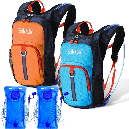 Vista 9 de Shinylin 2 piezas mochila de hidratación para niños con bolsa de agua de 1.5l mochila ligera para niños para senderismo mochila de agua para niños