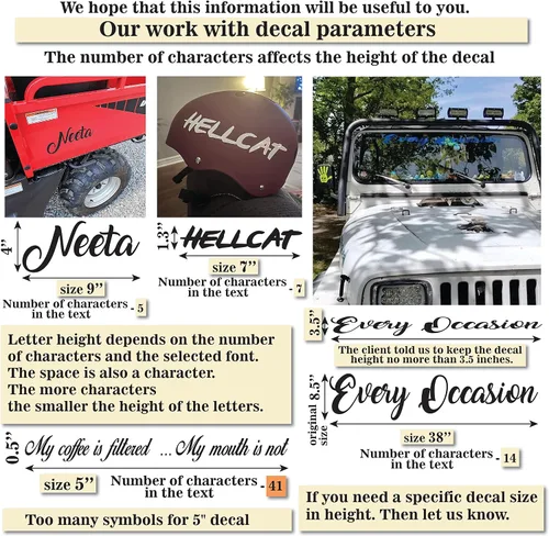Vista 3 de Adhesivo para parachoques de 1 x 12 pulgadas, nombre personalizado, número de texto, Dceal, calcomanía de texto personalizada