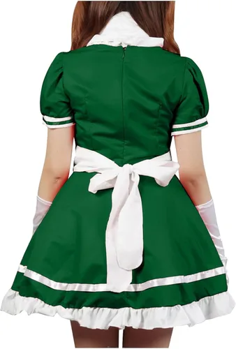 Vista 5 de QIGUANDZ Disfraz de cosplay de anime de Halloween, talla grande, conjunto de vestido de sirvienta de Lolita, decoración de botones, vestido clásico