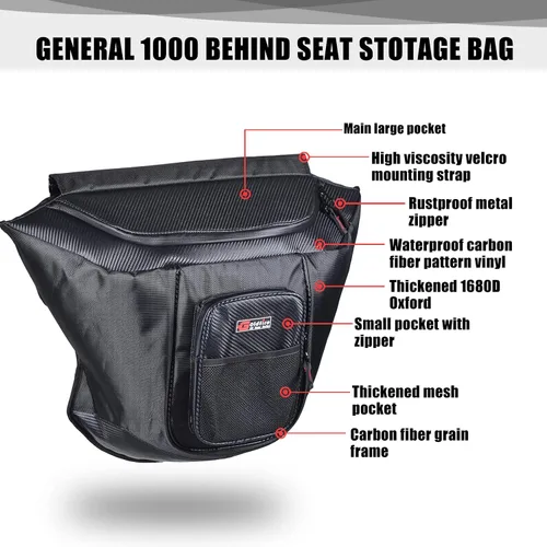 Vista 5 de Bolsa de Asiento Central UTV Compatible con Polaris General 1000/1000-4 / XP 1000 / XP 4 1000 2016-2025 Accesorios Bolsa de Almacenamiento Grande