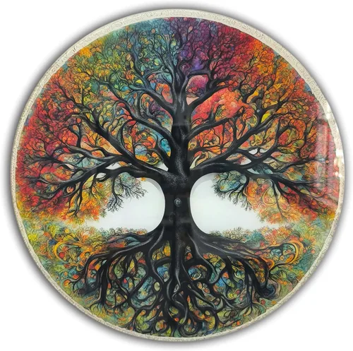 Vista 10 de Árbol de la vida, arte de pared de vidrio templado, pintura abstracta para pared, decoración del hogar, regalo de inauguración de la casa, colgantes