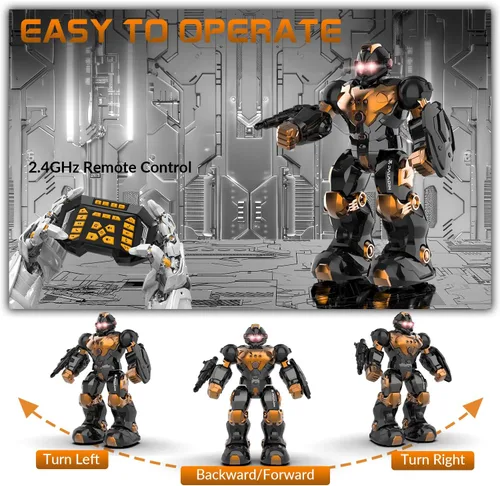 Vista 6 de STEMTRON Juguetes Robot para Niños, Robot de Control Remoto Programable con Detección Inteligente de Gestos, Recarga, Modo de Canto y Baile, Marrón