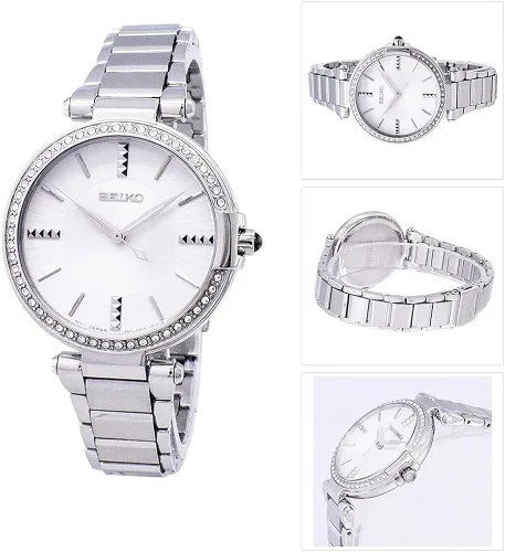 Vista 3 de Seiko Reloj analógico para mujer SRZ515P1 de acero de 1.260in y esfera de cuarzo de cristal Hardlex
