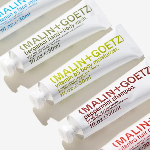Vista 7 de Malin + Goetz Essentials - Kit de iniciación, juego de 6, 1 onza líquida, limpiador facial, humectante facial, gel de manos y cuerpo, hidratante