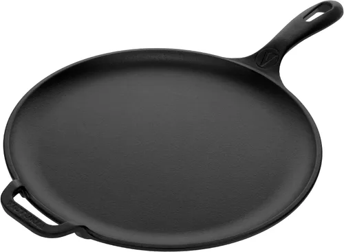 Vista 2 de Victoria Sartén de hierro fundido de 12 pulgadas con cubierta de mango de silicona Sartén redonda presazonada