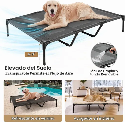Vista 4 de petizer - Camas grandes para perros medianos, soporta hasta 100 libras, malla de enfriamiento transpirable y barras centrales fuertes, cama