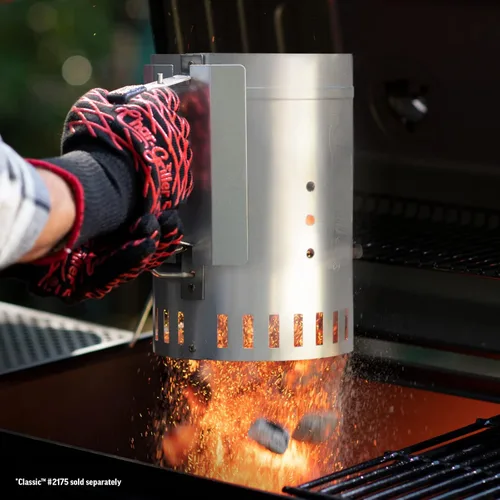 Vista 7 de Char-Griller E5030 Parrilla de gas y carbón de doble función, 2 quemadores, Black and Char-Griller Charcoal Grill Chimney Starter con gatillo