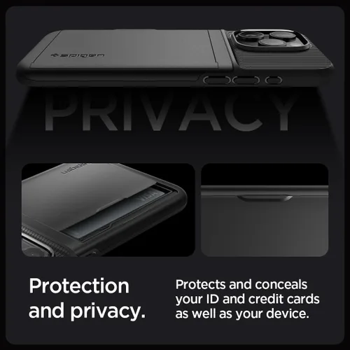 Vista 4 de Spigen Slim Armor CS - Funda diseñada para iPhone 15 Pro Max (2023) [protección de grado militar], color negro