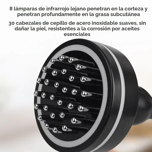 Vista 5 de Cepillo Meridian, masajeador eléctrico de espalda con luz roja para celulitis, piel radiante y más suave, con panel de control y cepillo corporal