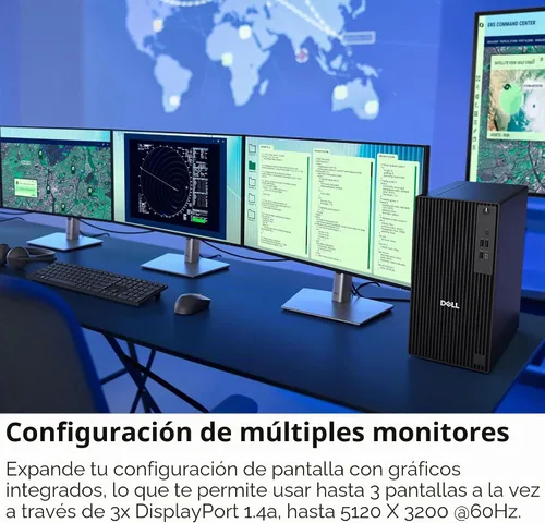 Vista 6 de Dell Pro Tower Plus QBT1250 - Escritorio empresarial, Intel Core Ultra 5-235, RAM DDR5 de 16 GB, SSD PCIe de 512 GB, DVDRW, 3x4K DP, Copilot AI