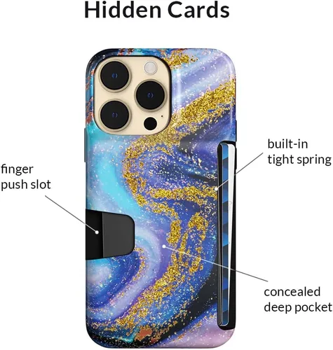 Vista 4 de VELVET CAVIAR Funda tipo cartera compatible con iPhone 14 Pro Max para mujer, tarjetero de crédito, funda delgada y protectora para teléfono