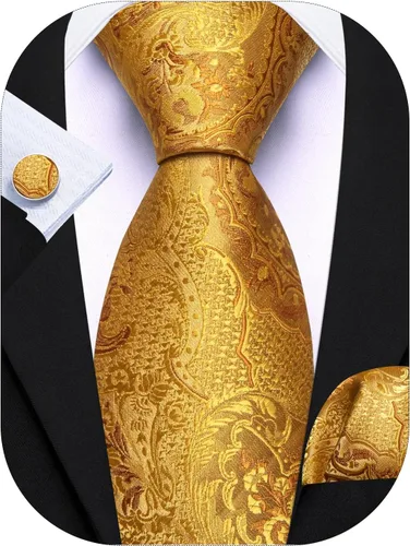 Vista 40 de Barry.Wang - Juego de corbata de seda para hombre, diseño de cachemira, pañuelo y gemelos de bolsillo