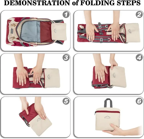 Vista 6 de BAGPARKK Mochila de senderismo, mochilas de viaje grandes de 35 litros para hombres y mujeres, resistente al agua, ultra ligera, plegable, plegable