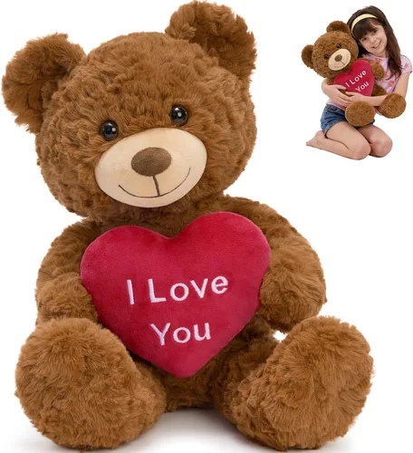 Vista 17 de MorisMos Oso de Peluche Relleno, Pequeño Oso de Peluche de 14'' Juguete de Peluche Regalo para Niño Niña Bebé Adolescente Adulto, Tierno Juguete