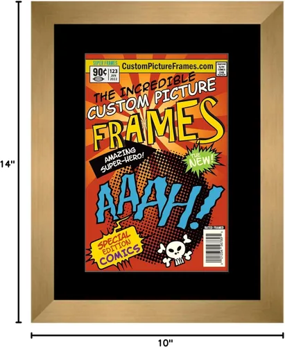 Vista 5 de Marco de cómic de bronce mate para cómics publicado entre 1956 y 1970 (marco de madera maciza de cómic de la edad dorada) hecho para exhibir 1 cómic