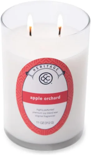 Vista 4 de Colonial Candle Apple Orchard - Vela perfumada en frasco, colección Heritage, blanco, 2 mechas, 11 onzas