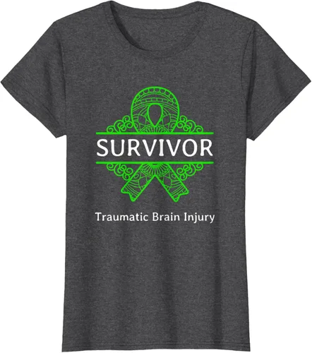 Vista 4 de Camiseta de concientización traumática con cinta verde para supervivientes de lesiones cerebrales, Negro, S