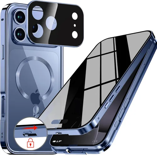 Vista 11 de Funda magnética de privacidad para iPhone 12 Pro Max con anillo de metal CD y cierre desplegable automático [compatible con MagSafe]