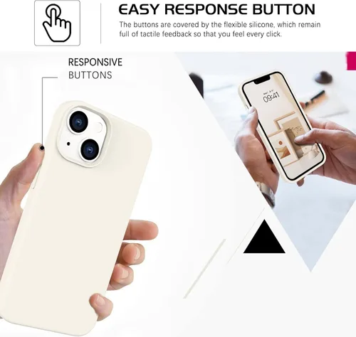 Vista 6 de DOMAVER Funda de silicona líquida para iPhone 14 para mujeres y hombres, cojín de forro de microfibra de goma, funda suave a prueba de golpes