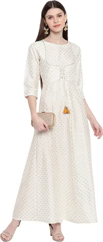 Vista 3 de Janasya Indian Anarkali Kurta - Anarkali de seda para mujer