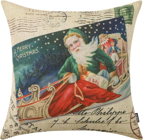Vista 10 de TRENDIN Funda de Almohada Navideña de Playa 18X18 para Sofá Decoración de Mar y Océano Cangrejo Cuadrada de Lino Funda de Cojín Sofá Decoraciones