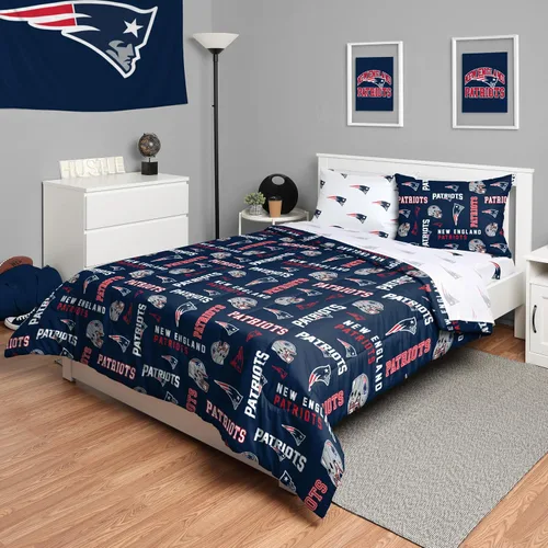 Vista 32 de FOCO Juego de ropa de cama unisex para adultos con logotipo del equipo de la NFL, sábanas y fundas de almohada, juego de ropa de cama de 5 piezas