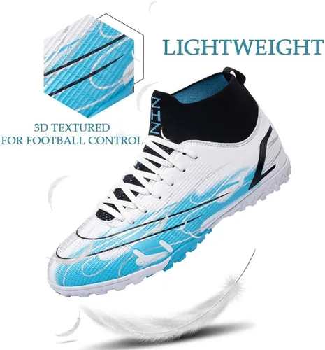 Vista 2 de HESBITEUL Zapatos deportivos para hombre, para interiores y exteriores, cómodos, de fútbol, para estudiantes, de alta potencia de agarre