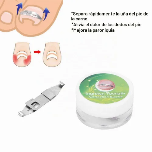 Vista 2 de Corrección de uñas encarnadas plateadas de 17 a 0.866 in ajustable de acero inoxidable corrector de uñas de pedicura paroniquia herramienta