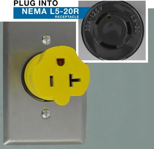 Vista 4 de Conntek 30123 L5-20P a 5-15/20R Adaptador de enchufe, amarillo