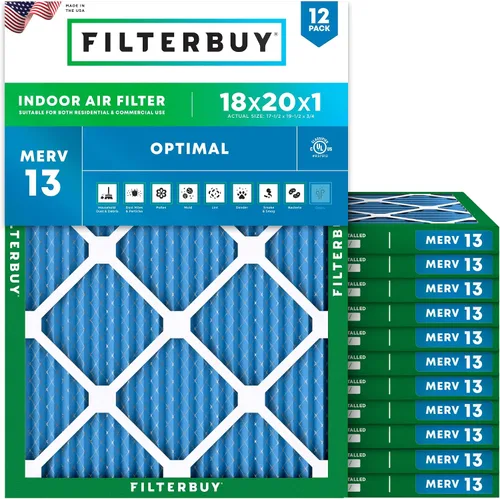 Vista 25 de Filterbuy Filtro de aire de 8 x 14 x 1 pulgadas MERV 13 de defensa óptima (paquete de 12), filtros de aire de repuesto plisados HVAC para calderas