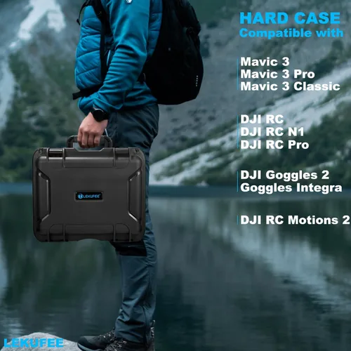 Vista 7 de Lekufee Funda de transporte impermeable para Mavic 3 Pro/Classic/Combo - DJI RC Pro/RC 2/N1/N2/Gafas 2/3/Integra/Motion 2/3 y accesorios (solo funda)